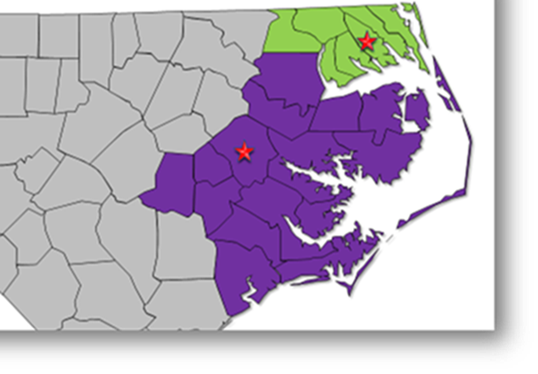 Photo of Map of Eastern AHEC Collaborative Areas